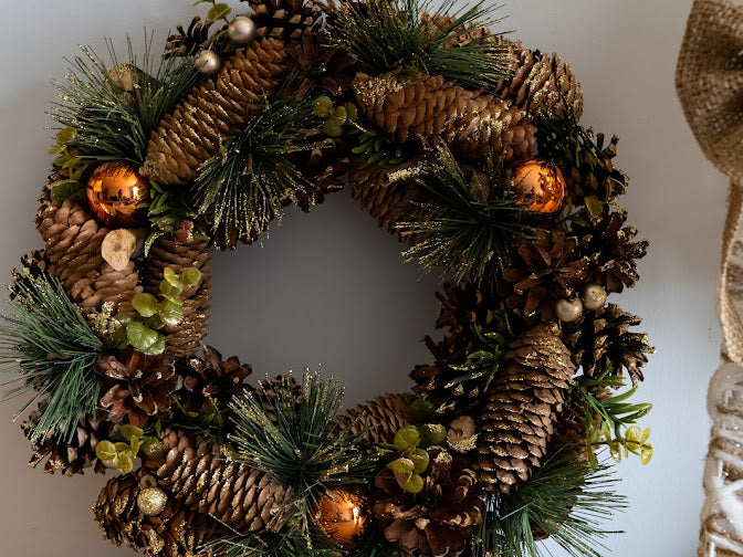 Copper Baubles Christmas Wreath (35cm)