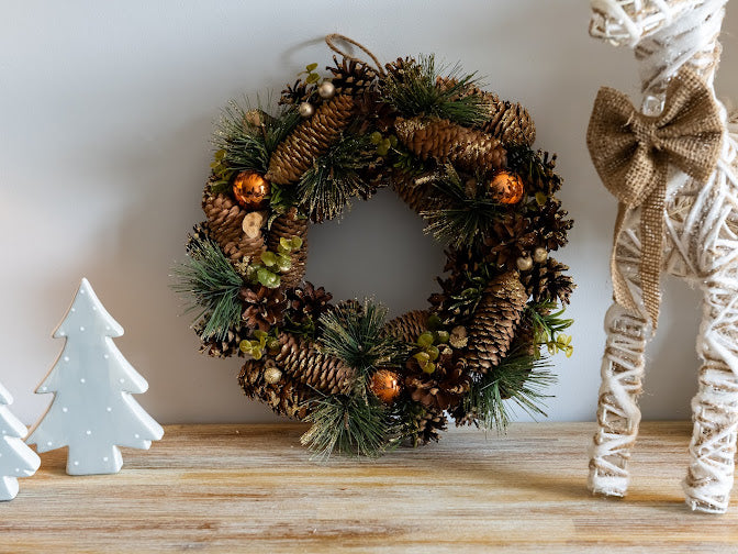 Copper Baubles Christmas Wreath (35cm)