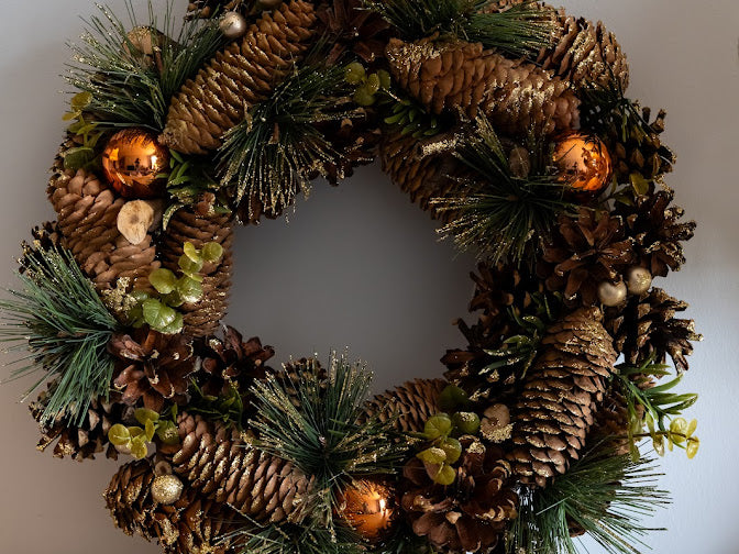 Copper Baubles Christmas Wreath (35cm)