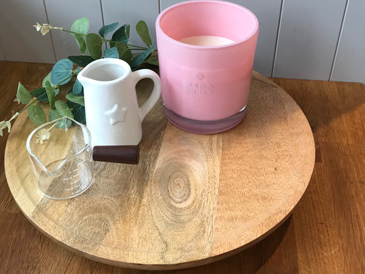 Round Wooden Tray with Feet