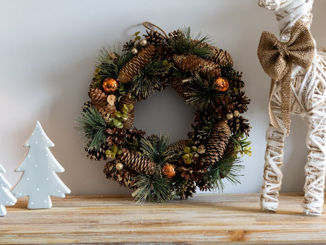 Copper Baubles Christmas Wreath (35cm)