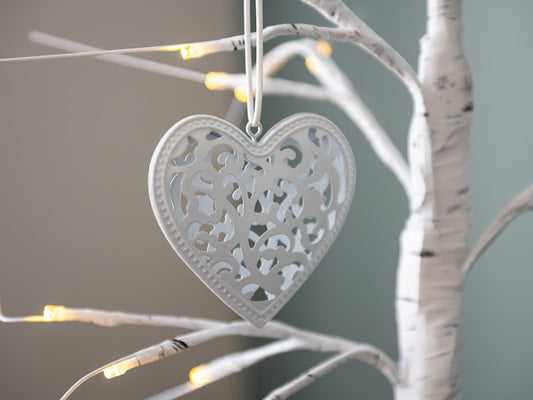 White Metal Hearts & Trees